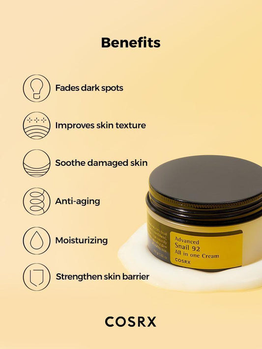 COSRX Advanced Snail 92 Cream - Repairs, Hydrates & Reveals Radiant Skin