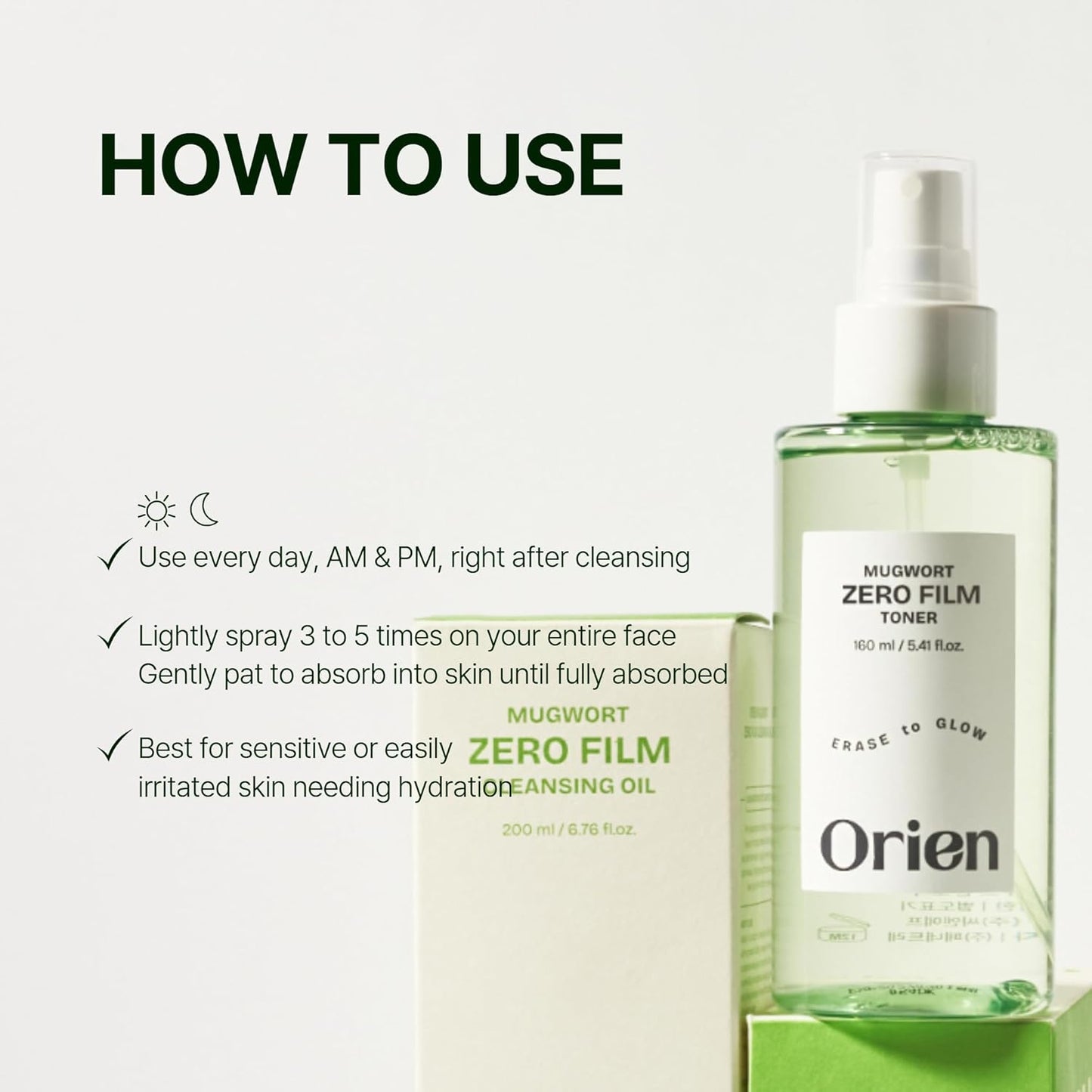 ORIEN Zero Film Toner - Clears Acne, Refines Pores & Hydrates Skin