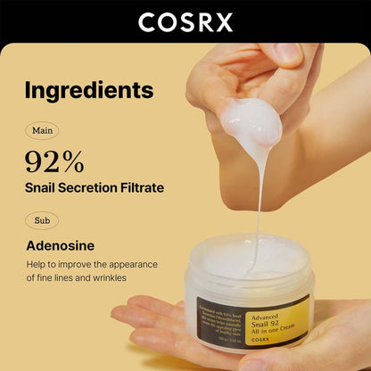 COSRX Advanced Snail 92 Cream - Repairs, Hydrates & Reveals Radiant Skin